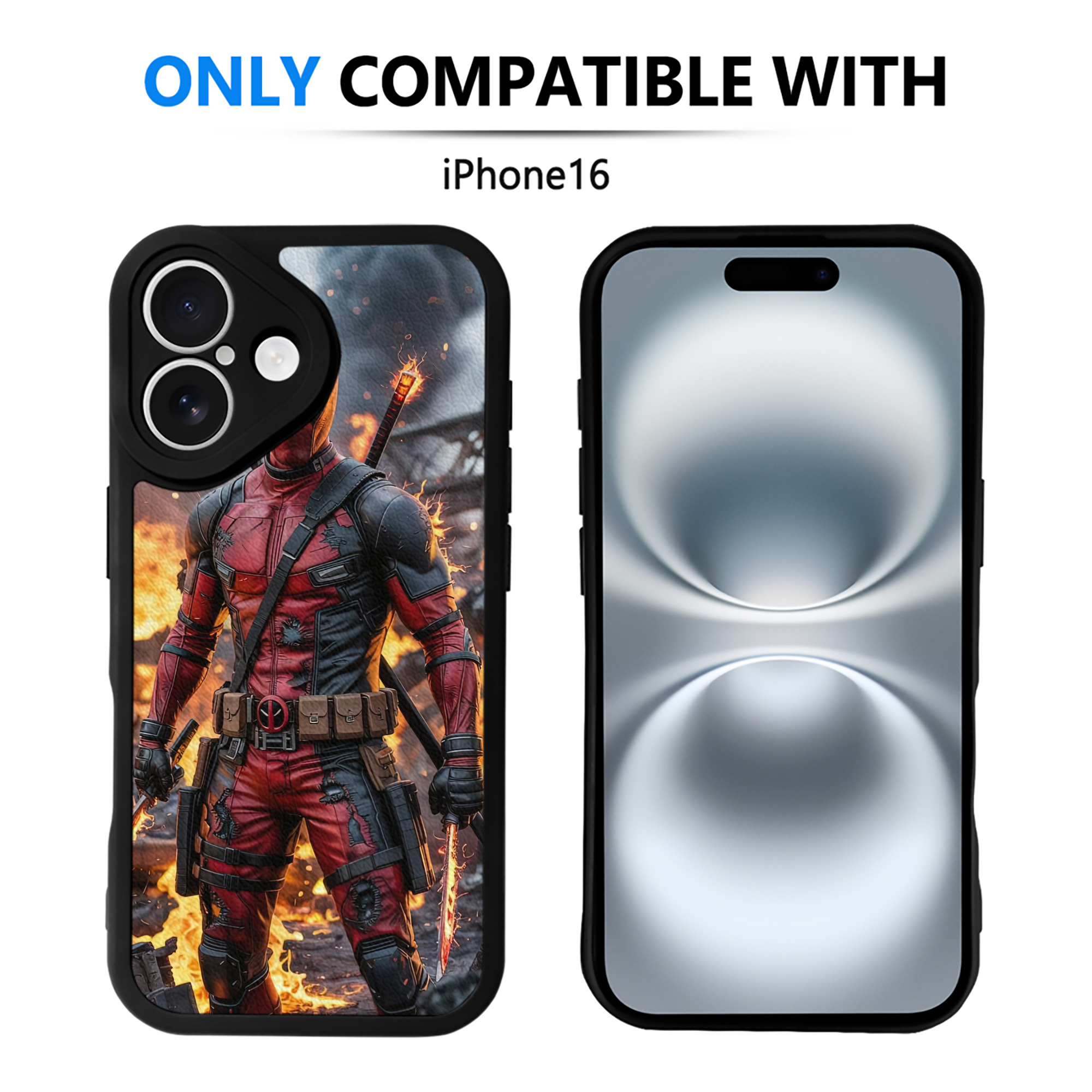 （画像用） Deadpool デッドプール 【iPhone 16シリーズ対応】シリコンスマホケース（レザー調） 材質：シリコン